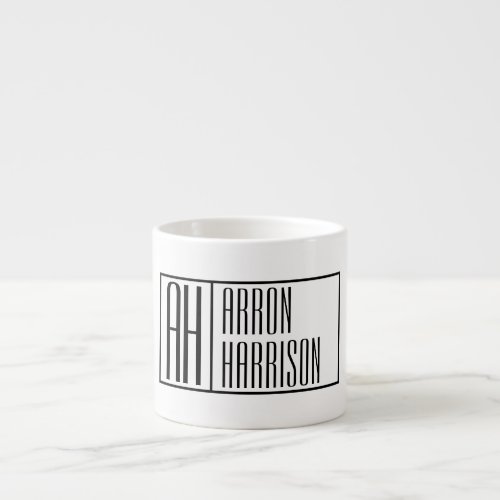 Modern Minimal Initials  Name Logo Espresso Cup