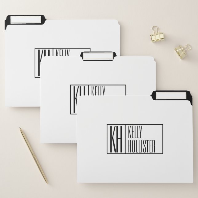 Modern Minimal Initials & Name Logo File Folder (Set)
