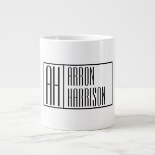 Modern Minimal Initials & Name Logo Giant Coffee Mug