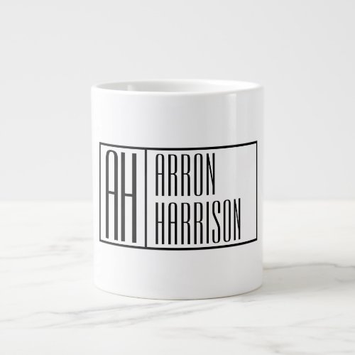 Modern Minimal Initials  Name Logo Giant Coffee Mug