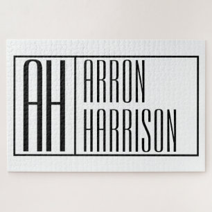 Modern Minimal Initials & Name Logo Jigsaw Puzzle