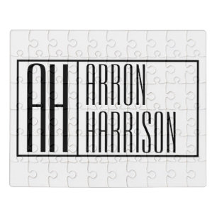 Modern Minimal Initials & Name Logo Jigsaw Puzzle