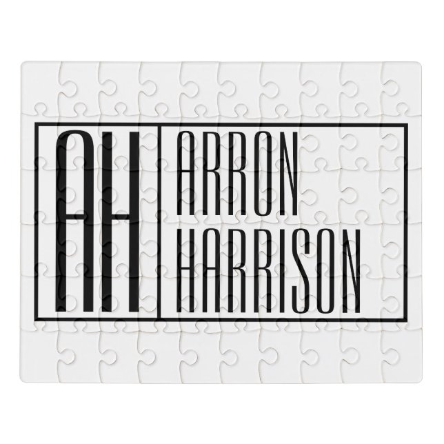 Modern Minimal Initials & Name Logo Jigsaw Puzzle (Puzzle Horizontal)