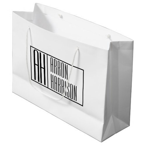 Modern Minimal Initials  Name Logo Large Gift Bag