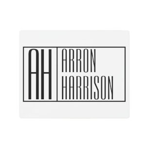 Modern Minimal Initials & Name Logo Metal Print