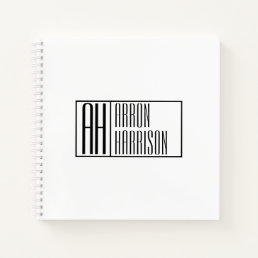 Modern Minimal Initials &amp; Name Logo Notebook