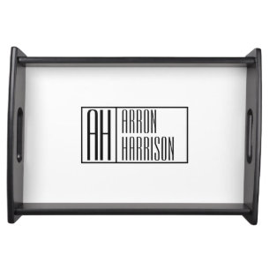 Modern Minimal Initials & Name Logo Serving Tray