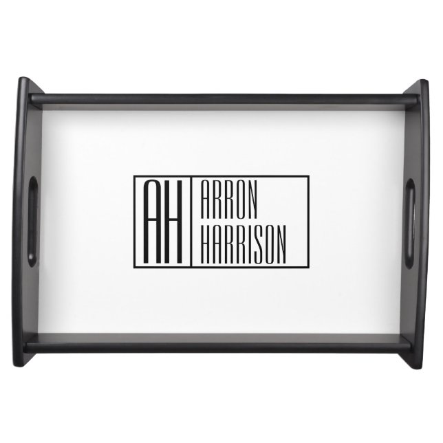 Modern Minimal Initials & Name Logo Serving Tray (Front)