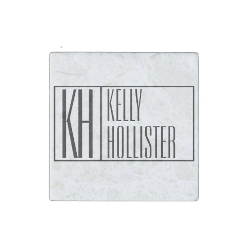 Modern Minimal Initials  Name Logo Stone Magnet