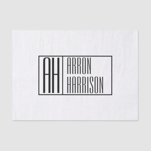 Modern Minimal Initials & Name Logo Tissue Paper (Front)