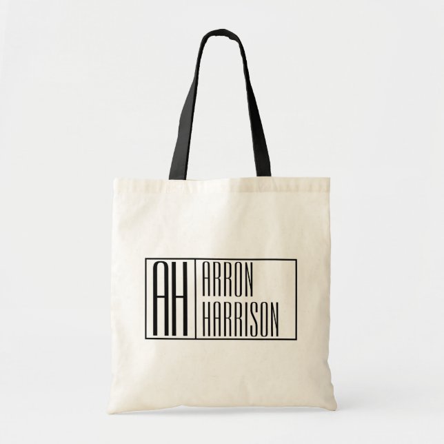 Modern Minimal Initials & Name Logo Tote Bag (Front)
