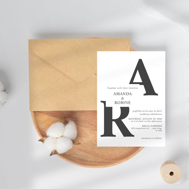 Modern Minimal Initials Wedding Invitation (Creator Uploaded)