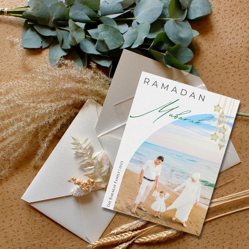 Modern Minimal Islamic Ramadan Mubarak Photo Holiday Card
