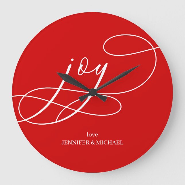 Modern Minimal Joy Christmas Large Clock (Front)
