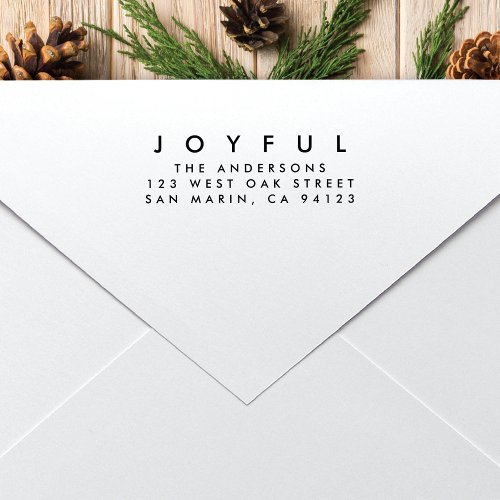 Modern Minimal JOYFUL Christmas Return Address Self_inking Stamp