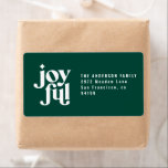 modern minimal joyful green christmas holiday label<br><div class="desc">Modern minimal typography Christmas holiday return address label. Minimal bold graphic design,  avalible in a range of colours.</div>