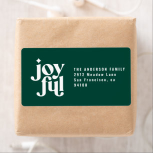 modern minimal joyful green christmas holiday label