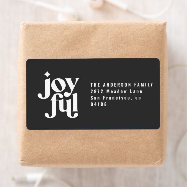 modern minimal joyful monochrome christmas holiday label (Insitu)