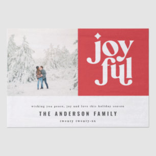 Modern minimal joyful typography photo holiday tissue paper