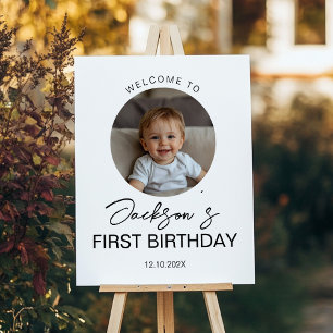 Modern Minimal Kids Birthday Photo Welcome Sign