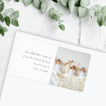 Modern Minimal Kids Photo Return Address Label<br><div class="desc">A stylish holiday photo return address label with classic typography in black on a clean simple white background. The photo and text can be easily customized for a personal touch. A simple, minimalist and contemporary christmas design to stand out this holiday season! The image shown is for illustration purposes only...</div>