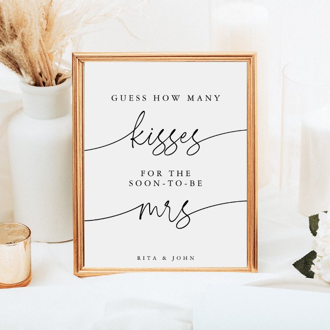 Modern Minimal Kisses for Mrs Bridal Shower Game  Poster (Creator Uploaded)