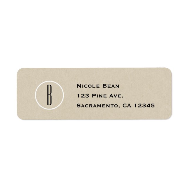 Modern Minimal Kraft Rustic Chic Monogram Wedding Label (Front)