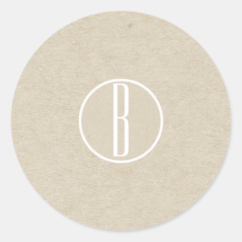 Modern Minimal Kraft Rustic Monogram Wedding Favor Classic Round Sticker