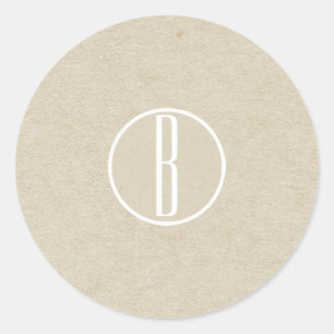 Modern Minimal Kraft Rustic Monogram Wedding Favor Classic Round Sticker