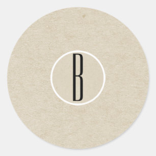 Modern Minimal Kraft Rustic Monogram Wedding Favor Classic Round Sticker