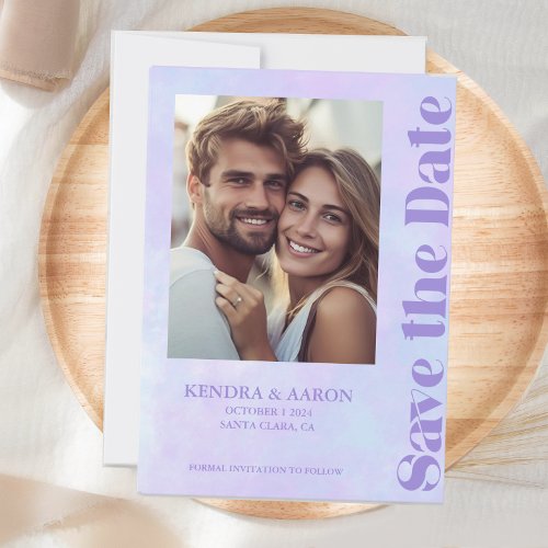 Modern Minimal Lavender Wedding Save The Date Invitation