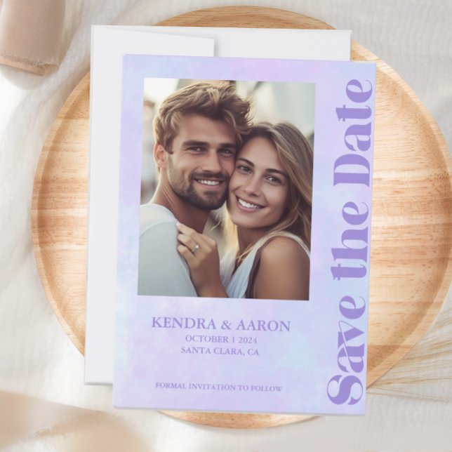 Modern Minimal Lavender Wedding Save The Date Invitation (Creator Uploaded)
