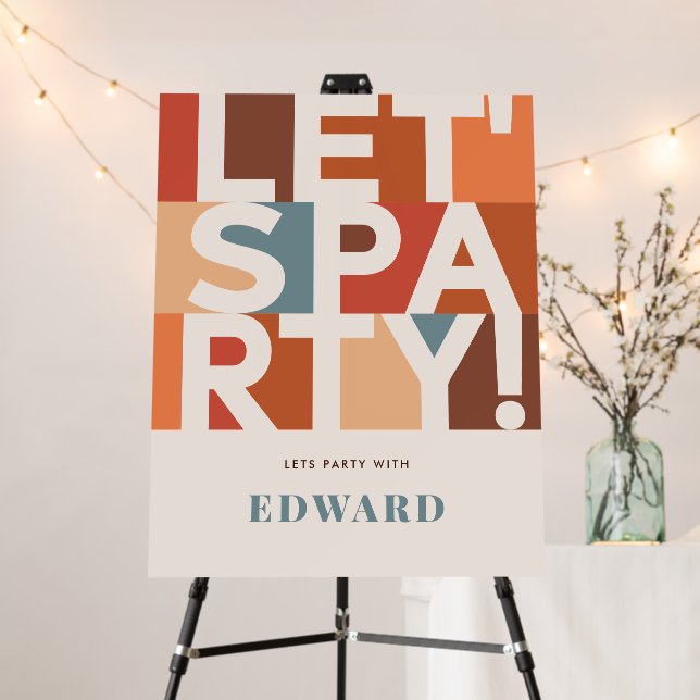 Modern minimal lets party bold graphic  foam board (In Situ (Stand))