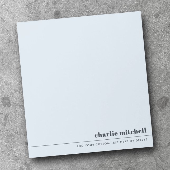 Modern minimal light dusty blue name custom text notepad (Modern minimal light dusty blue name custom text notepad)