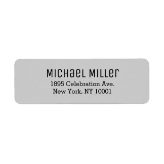 Modern Minimal Light Gray and Black Return Address Label