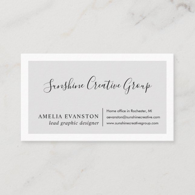 Modern Minimal Light Gray Business Card (Front)