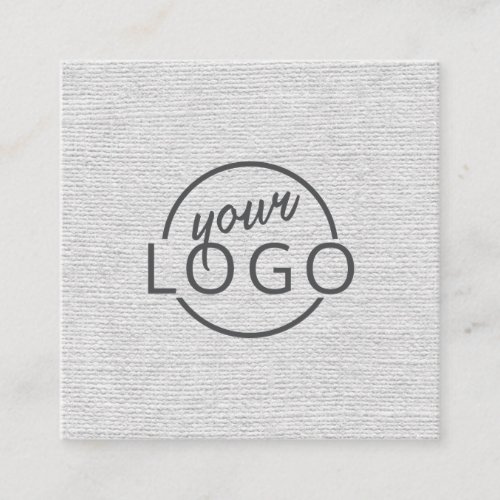 Modern minimal light gray linen custom logo square business card