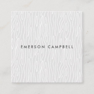Modern minimal light gray wood grain texture square business card