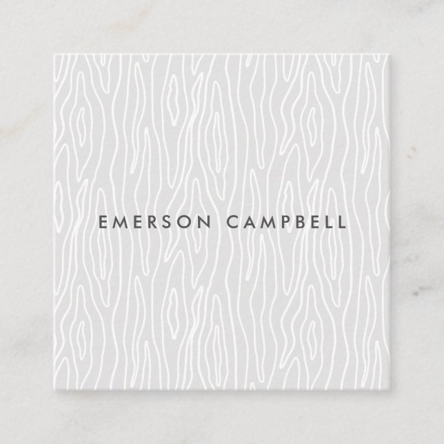 Modern minimal light gray wood grain texture square business card (Front)