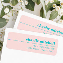 Modern minimal light pink turquoise return address label