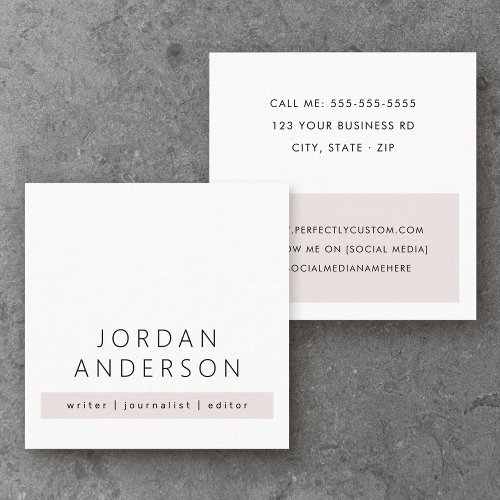 Modern minimal light rose gray color block square business card