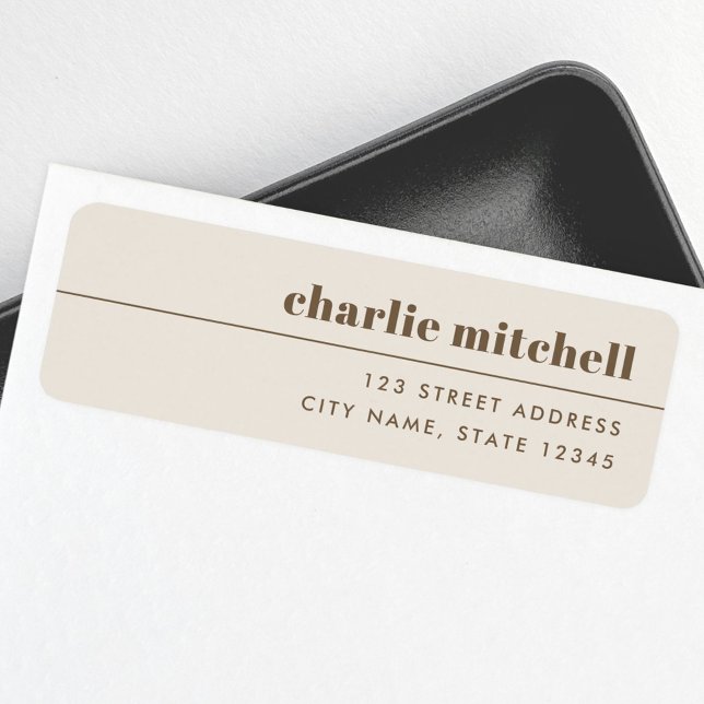 Modern minimal light tan brown return address label (Creator Uploaded)