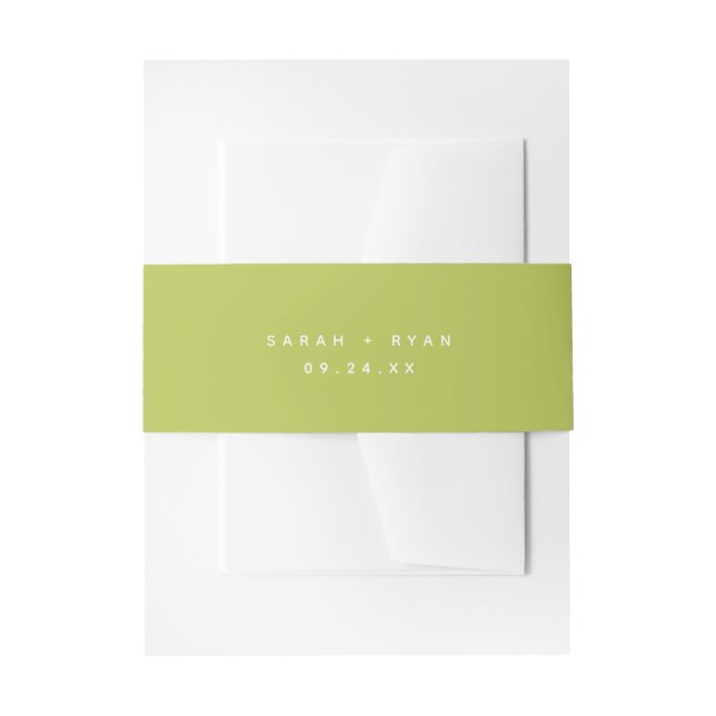 Modern Minimal Lime Green Wedding Names Invitation Belly Band (Front Example)