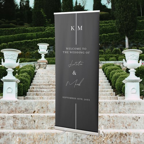 Modern Minimal Line Wedding Welcome To Our Wedding Retractable Banner