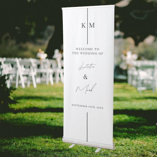 Modern Minimal Line Wedding Welcome To Our Wedding Retractable Banner