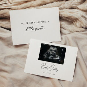 Modern Minimal "Little Secret" Baby Pregnancy Announcement