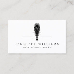 Modern Minimal Loan Signing Agent Quill Feather Business Card
