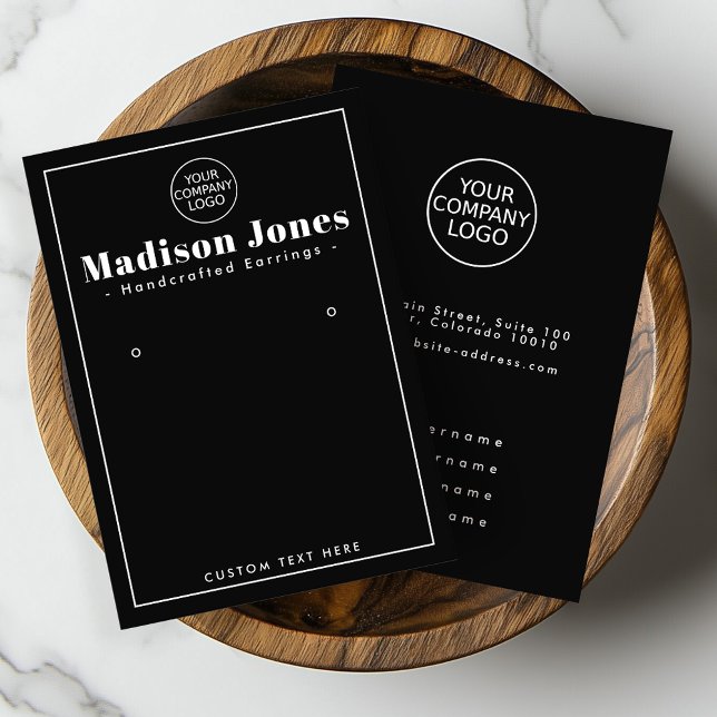 Modern Minimal Logo Black Earring Display Card (Creator Uploaded)