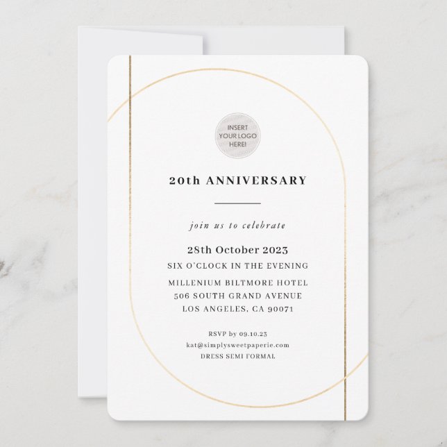 MODERN MINIMAL LOGO corporate event white black Invitation (Front)