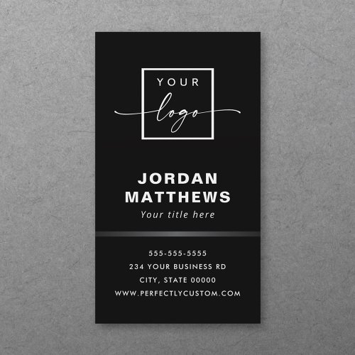 Modern minimal logo gray gradient border black business card